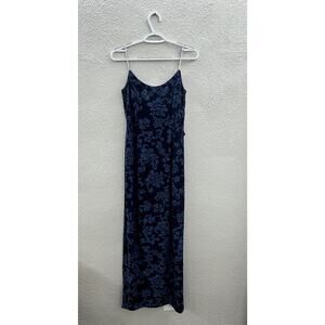 Bari Jay Womens Dress Size 5-6 Blue Floral Gem Spaghetti Staps Maxi Vintage